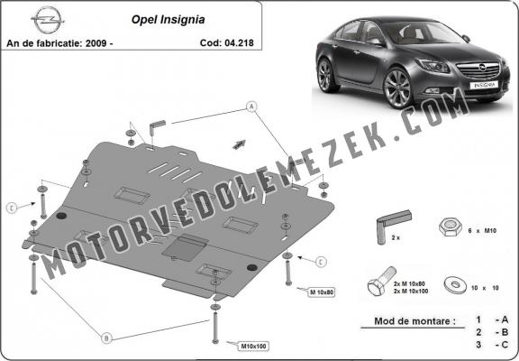 Acél motor, kapcsolószekrény, hütő védőlemez Opel Insignia
