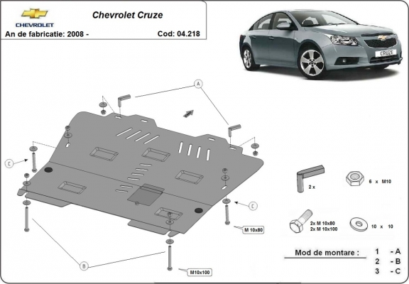 Acél motor, kapcsolószekrény, hűtő védőlemez Chevrolet Cruze