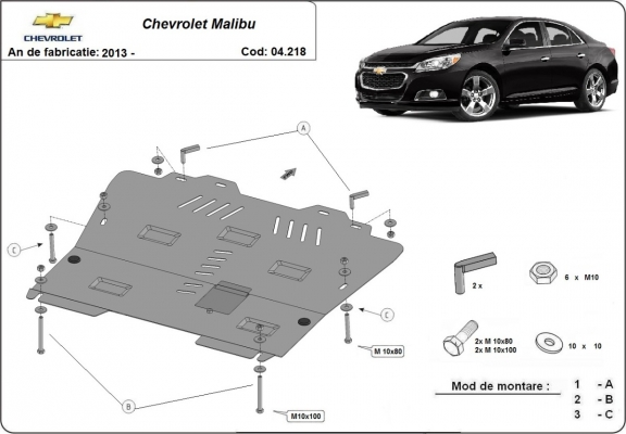 Acél motor, kapcsolószekrény, hűtő védőlemez Chevrolet Malibu