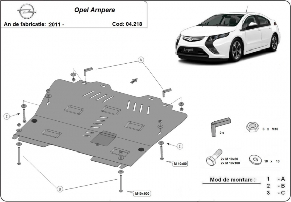 Acél motor, kapcsolószekrény, hűtő védőlemez Opel Ampera