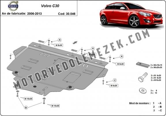 Acél motor, kapcsolószekrény, hütő védőlemez Volvo C30