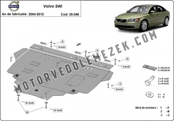 Acél motor, kapcsolószekrény, hütő védőlemez Volvo S40