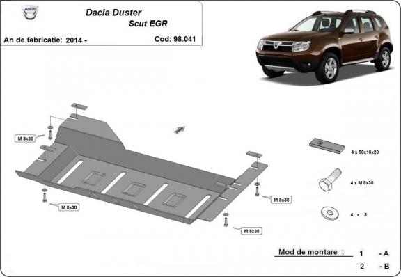Acél EGR, STOP&GO rendszer védőlemez Dacia Duster