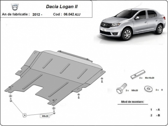 Alumínium motor, kapcsolószekrény védőlemez DACIA LOGAN 2