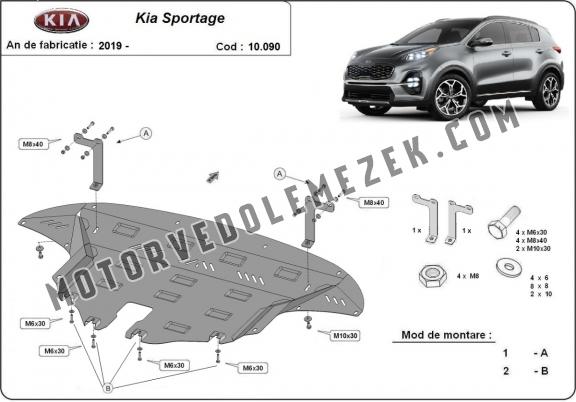 Acél motor, sebbeségváltó, hütő, első lökhárító védőlemez Kia Sportage