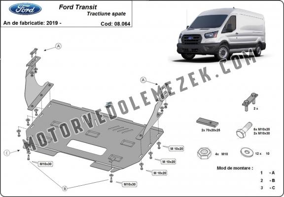 Acél motor, kapcsolószekrény, hütő védőlemez Ford Transit - RWD