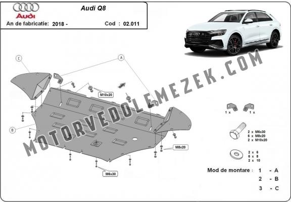 Acél motor, hűtő védőlemez Audi Q8
