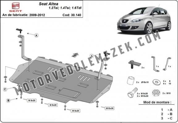 Acél motor, kapcsolószekrény, hütő védőlemez Seat Altea