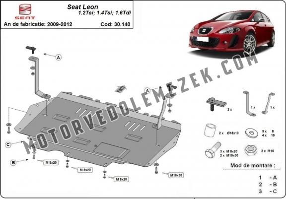 Acél kapcsolószekrény, hütő védőlemez  Seat Leon