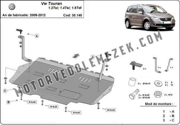 Acél motor, kapcsolószekrény, hütő védőlemez Volkswagen Touran
