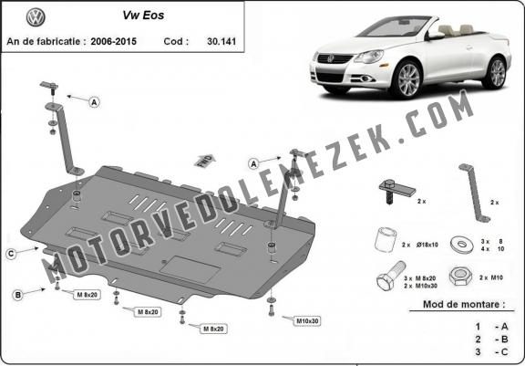 Acél motor, kapcsolószekrény, hütő védőlemez VW Eos