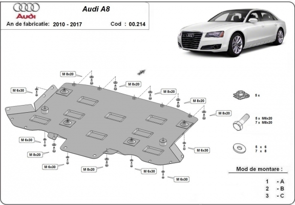 Acél kapcsolószekrény védőlemez Audi A8