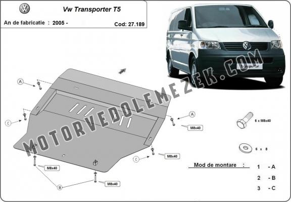 Acél motor, sebbeségváltó, hütő, első lökhárító védőlemez Volkswagen Transporter T5