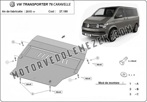 Acél motor, sebbeségváltó, hütő, első lökhárító védőlemez Volkswagen Transporter T6 - Caravelle