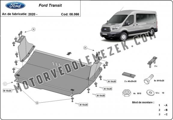 Acél motor, sebbeségváltó, hütő, első lökhárító védőlemez Ford Transit