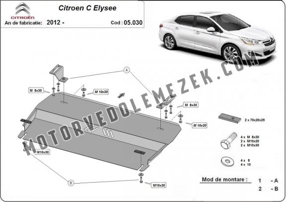 Acél motor, kapcsolószekrény védőlemez Citroen C-Elysee