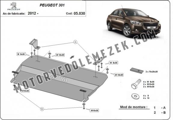 Acél motor, kapcsolószekrény védőlemez Peugeot 301