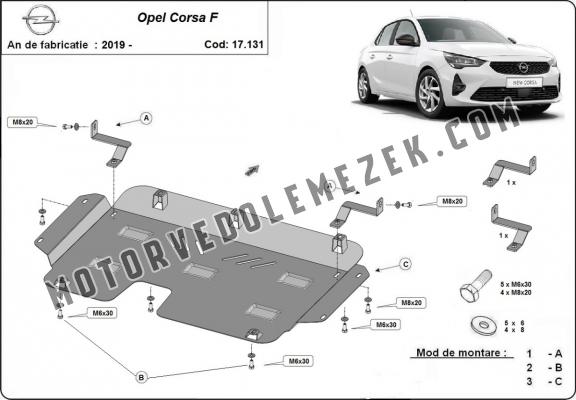 Acél motor, kapcsolószekrény, hütő védőlemez Opel Corsa F