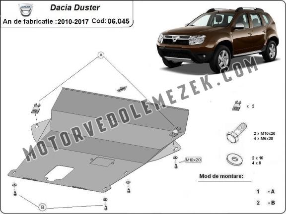 Acél motor, sebességváltó, hűtő, első lökhárító védőlemez Dacia Duster - 2,5 mm