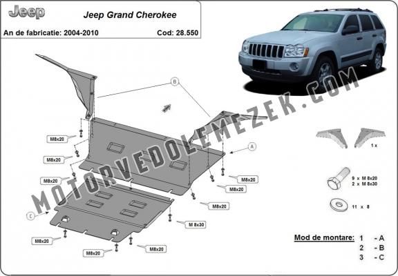 Acél motor, hütő védőlemez Jeep Grand Cherokee