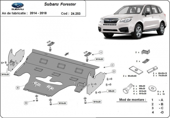 Acél motor, hűtő védőlemez Subaru Forester 4