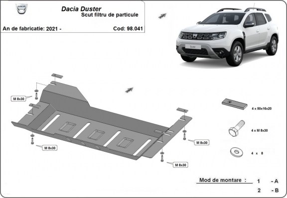 Acél részecskeszűrő védőlemez Dacia Duster