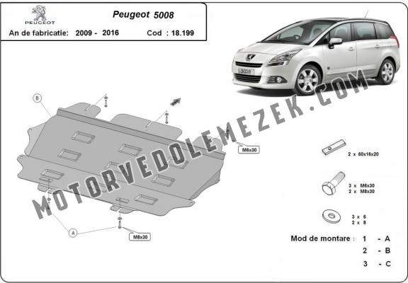 Acél motor, kapcsolószekrény védőlemez Peugeot 5008