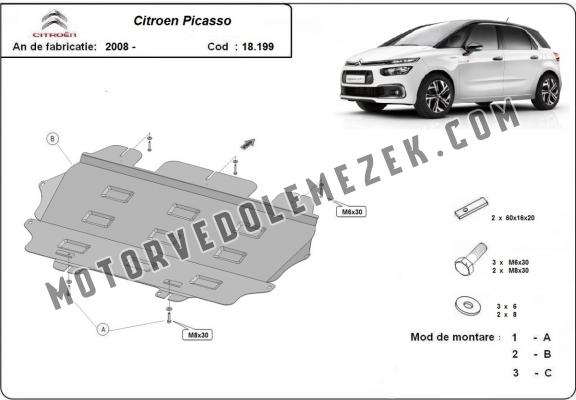 Acél motor, kapcsolószekrény, hütő védőlemez Citroen C4 Picasso