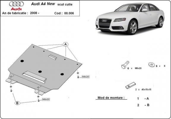 Acél kapcsolószekrény védőlemez Audi A4 4 B8 All Road