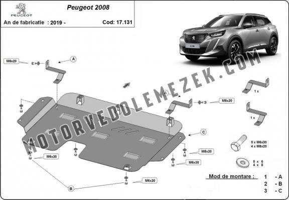 Acél motor, kapcsolószekrény, hütő védőlemez Peugeot 2008