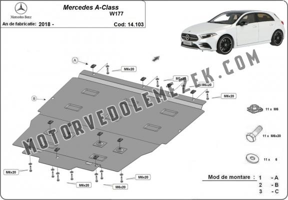 Acél motor, kapcsolószekrény, hütő védőlemez Mercedes A-Class W177