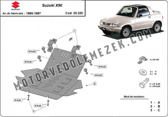 Acél motor, hütő védőlemez Suzuki X90