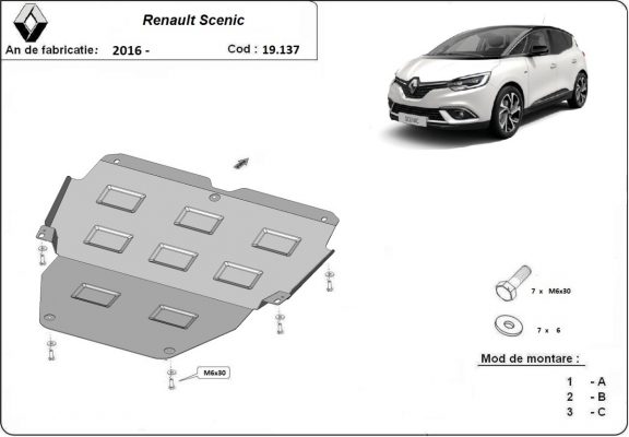Acél motor, kapcsolószekrény védőlemez Renault Scenic 4