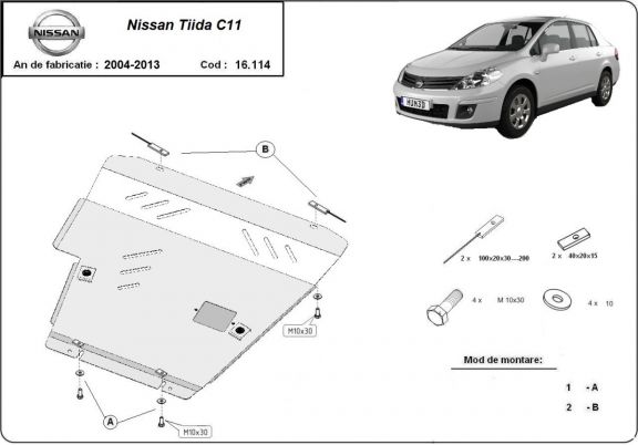 Acél motor, kapcsolószekrény, hűtő védőlemez Nissan Tiida