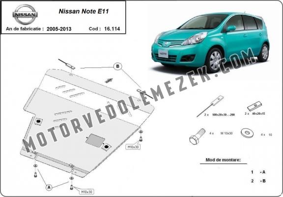 Acél motor, kapcsolószekrény védőlemez Nissan Note