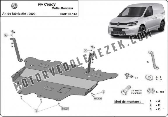 Acél motor, sebbeségváltó, hütő, első lökhárító védőlemez VW Caddy