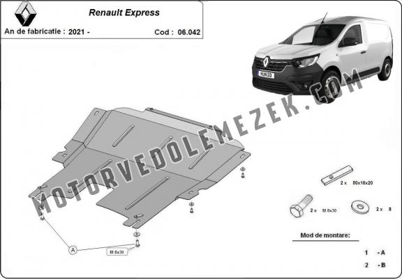 Acél motor, kapcsolószekrény, hütő védőlemez Renault Express