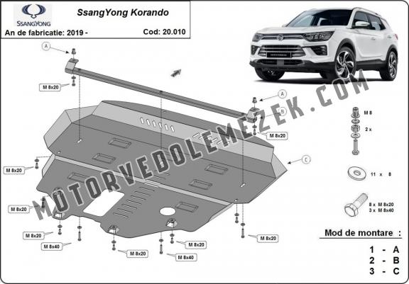 Steel skid plate for SsangYong Korando