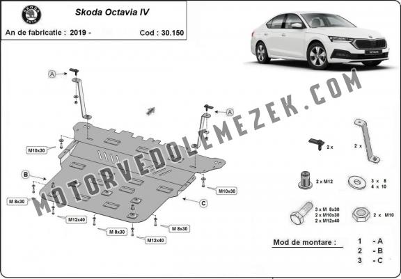 Acél motor, kapcsolószekrény, hütő védőlemez Skoda Octavia 4