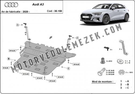 Acél motor, kapcsolószekrény, hütő védőlemez Audi A3