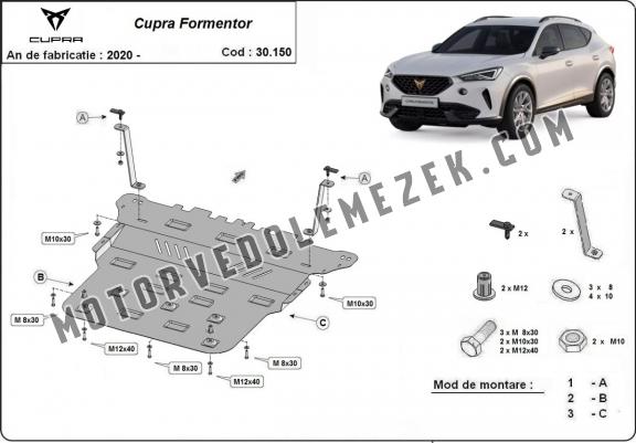 Acél motor, kapcsolószekrény, hütő védőlemez Cupra Formentor