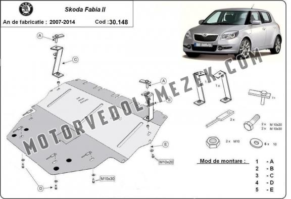 Acél motor, kapcsolószekrény, hütő védőlemez Skoda Fabia