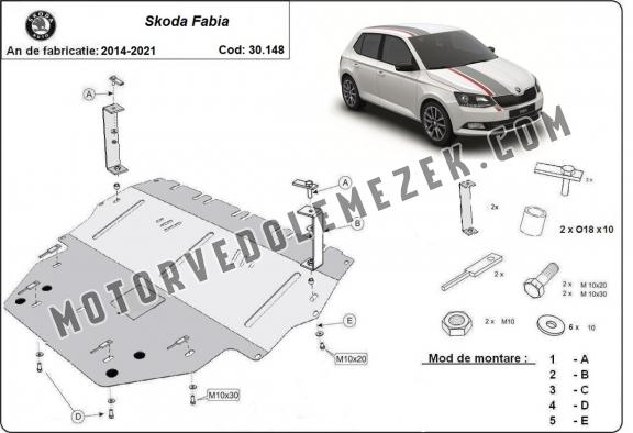 Acél motor, kapcsolószekrény, hütő védőlemez Skoda Fabia