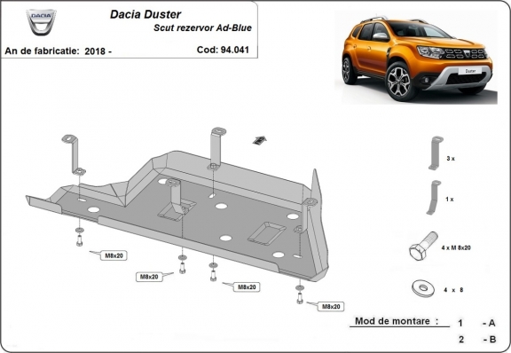 Acél AdBlue tartályvédő lemez Dacia Duster