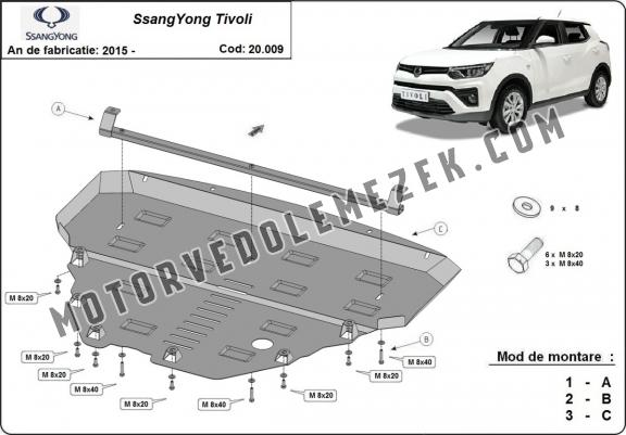 Acél motor, kapcsolószekrény, hütő védőlemez SsangYong Tivoli