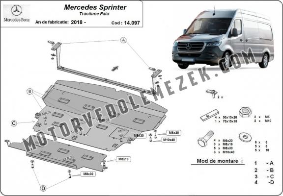 Acél motor, sebbeségváltó, hütő, első lökhárító védőlemez  Mercedes Sprinter