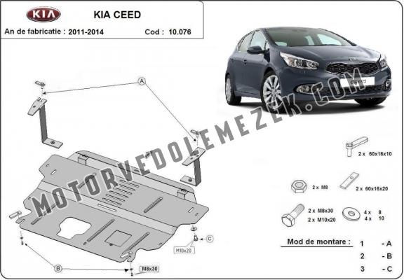 Acél motor, kapcsolószekrény védőlemez Kia Ceed