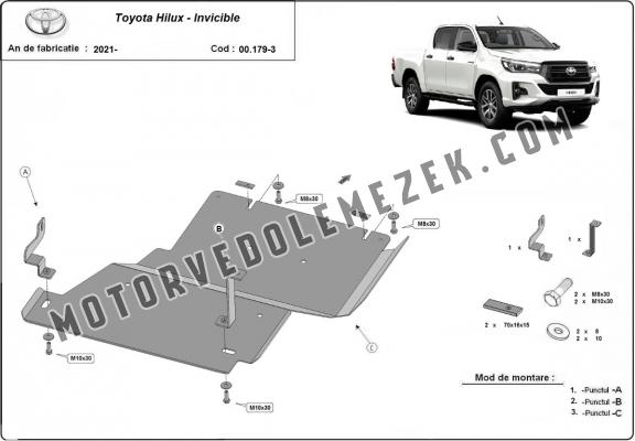 Aluminium differenciálmű, osztómű védőlemez Toyota Hilux Invincible