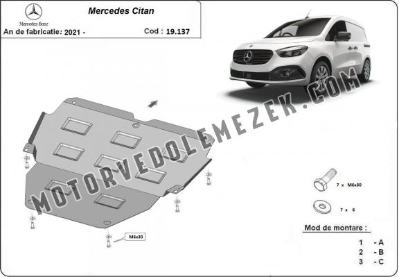 Acél motor, kapcsolószekrény védőlemez Mercedes Citan W420