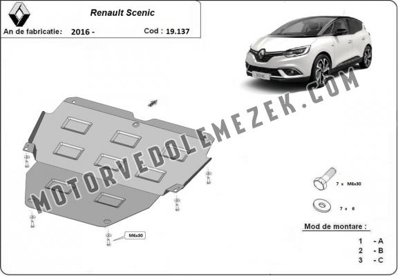 Acél motor, kapcsolószekrény védőlemez Renault Scenic 4